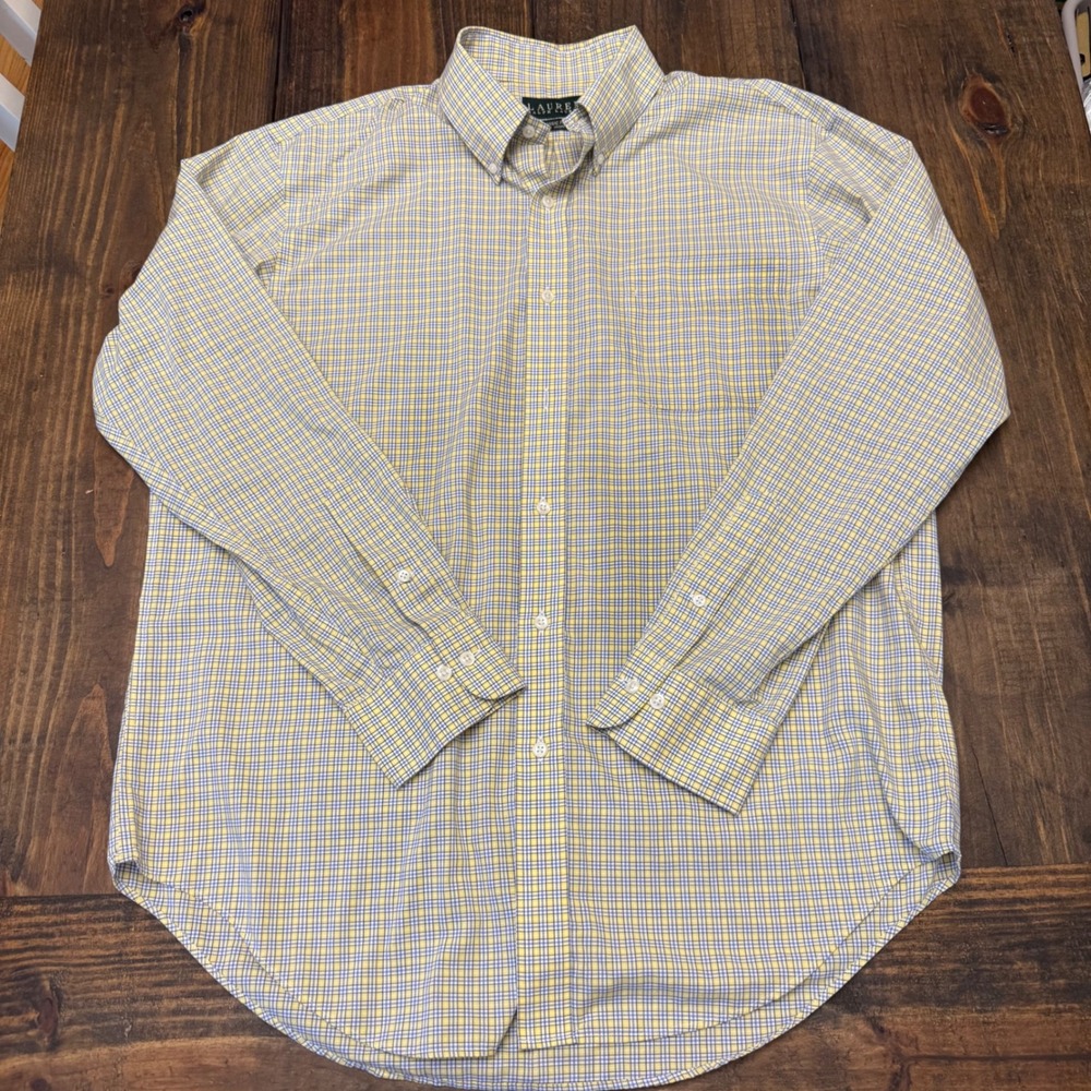 Lauren Ralph Lauren Mens 16 1/2-32/33 Classic Fit Non Iron‎ Plaid Button Down